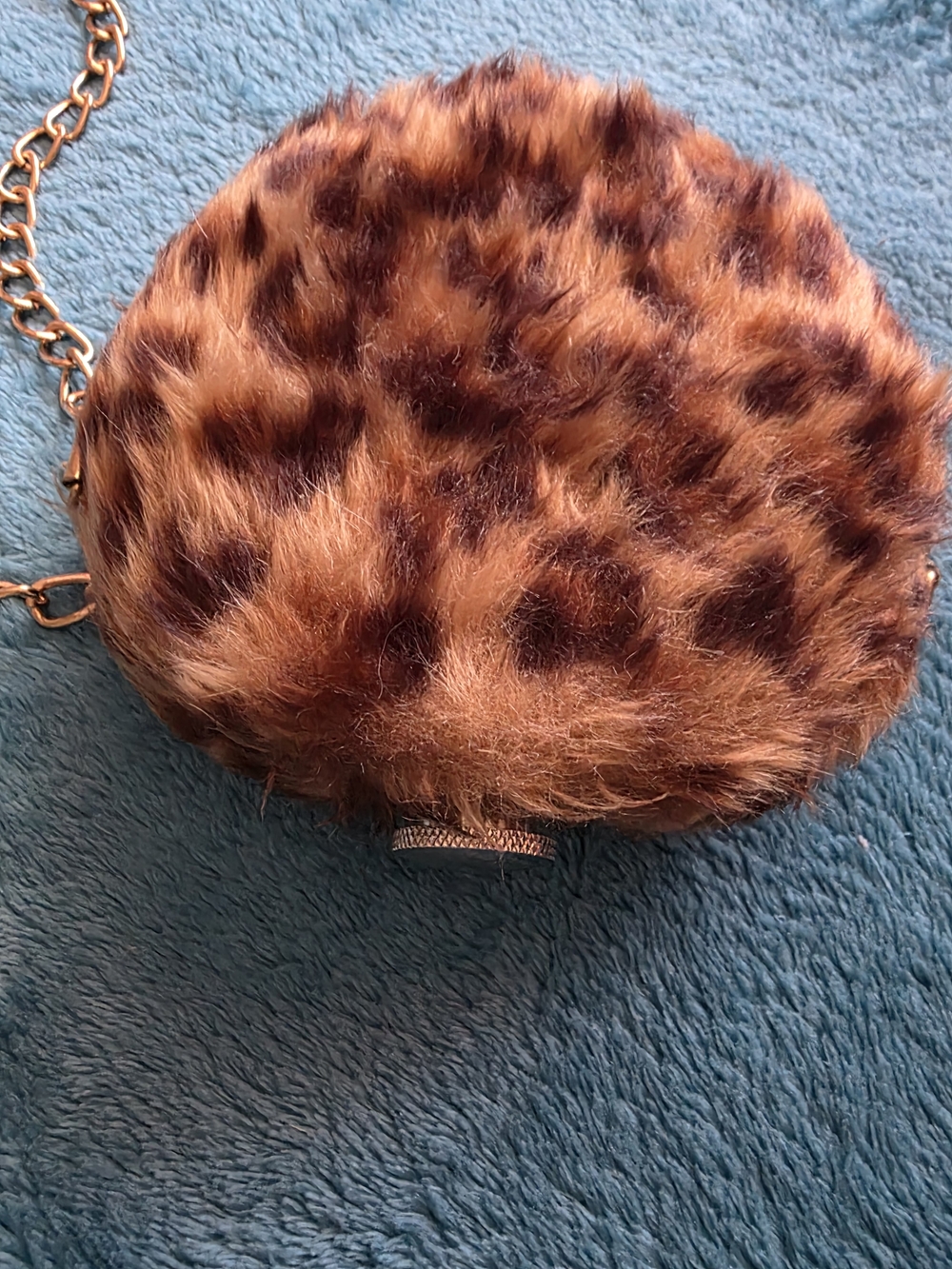 Leopard Faux Fur Round Crossbody Bag - Brown